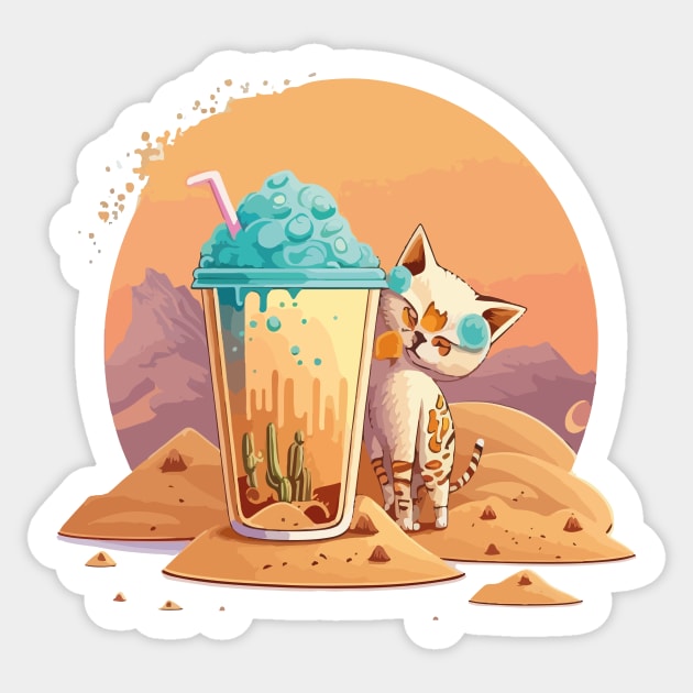 Get Your Meow On with Cat Boba Tea Sticker by kanisky